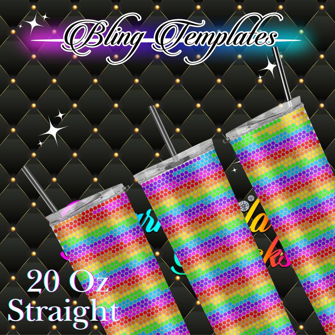 #050 Neon static Bling Tumbler Template - 4mm/62 stones per row