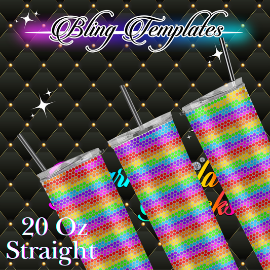 #050 Neon static Bling Tumbler Template - 4mm/62 stones per row