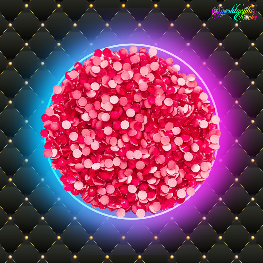 Neon Red Glass Rhinestones - hotfix