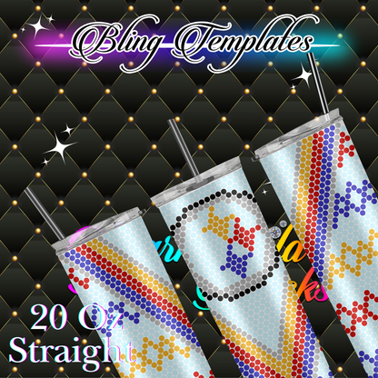 #013 Steelers Bling Tumbler Template - 5mm/50 stones per row