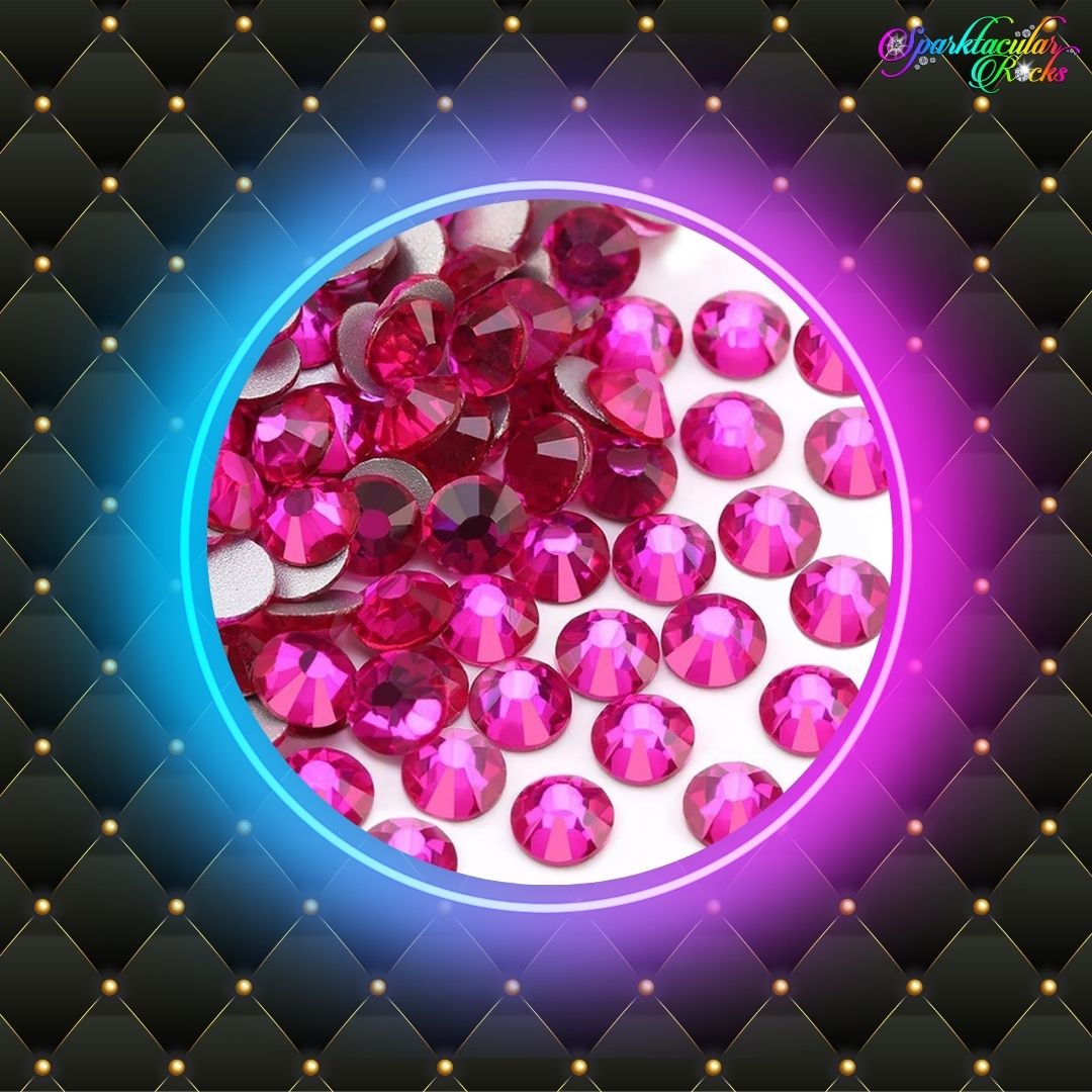 Fuchsia Peach Glass Rhinestones
