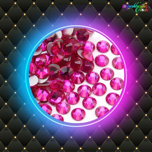 Fuchsia Peach Glass Rhinestones