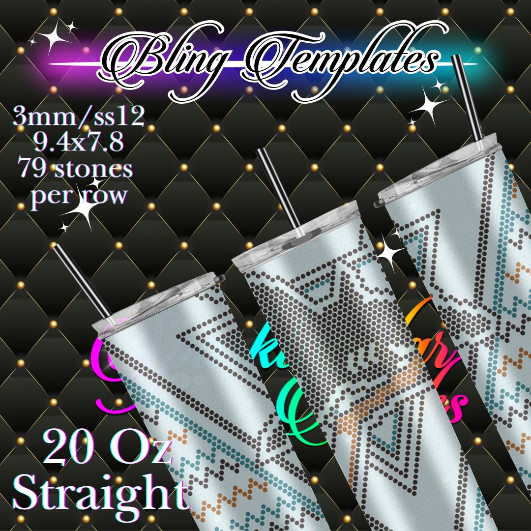 #741 Sharks Bling Tumbler Template - 3mm/74 stones per row