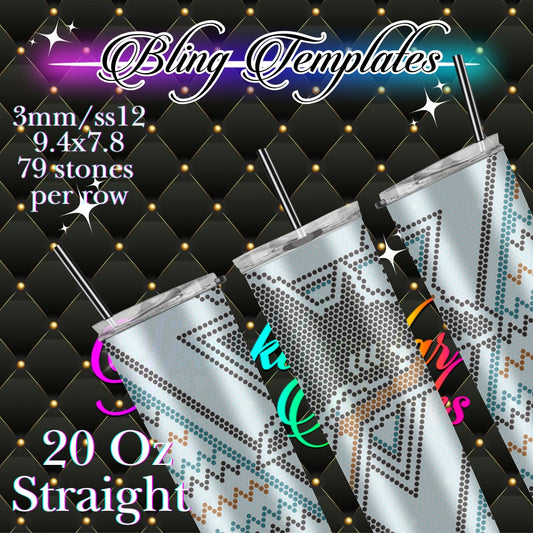 #741 Sharks Bling Tumbler Template - 3mm/74 stones per row