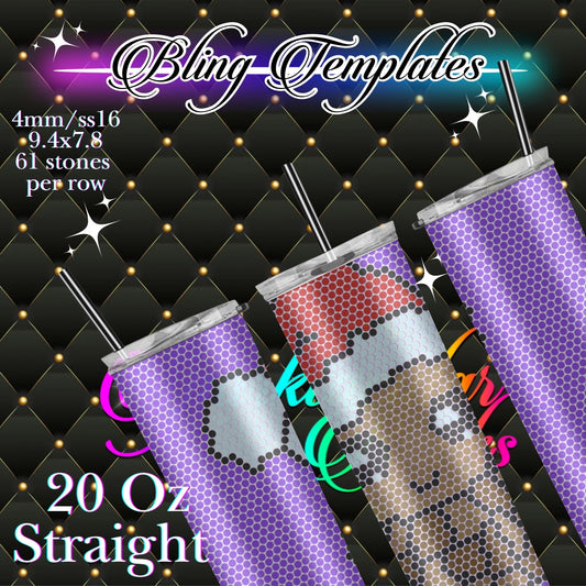#744 Christmas  Bling Tumbler Template - 4mm/61 stones per row