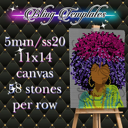 #752 Big Hair Beauty Bling Canvas Template - 5mm/58 stones per row