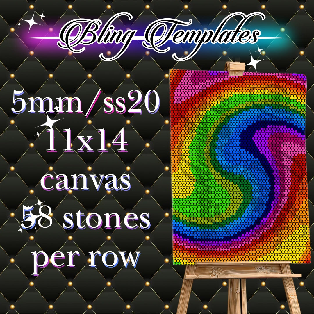 #761 Rainbow Swirl Bling Canvas Template - 5mm/58 stones per row