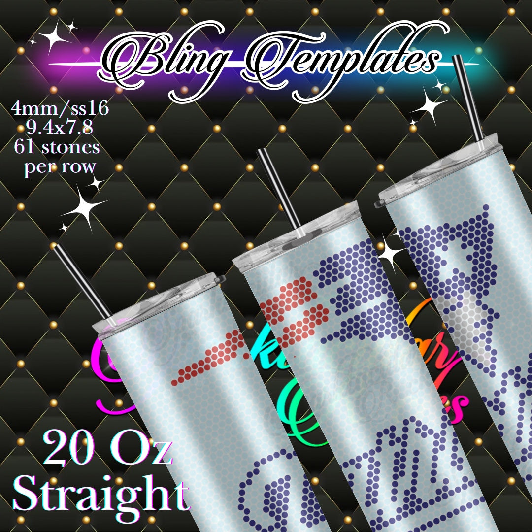 #765 Patriots Bling Tumbler Template - 4mm/61 stones per row