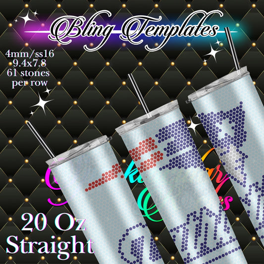 #765 Patriots Bling Tumbler Template - 4mm/61 stones per row