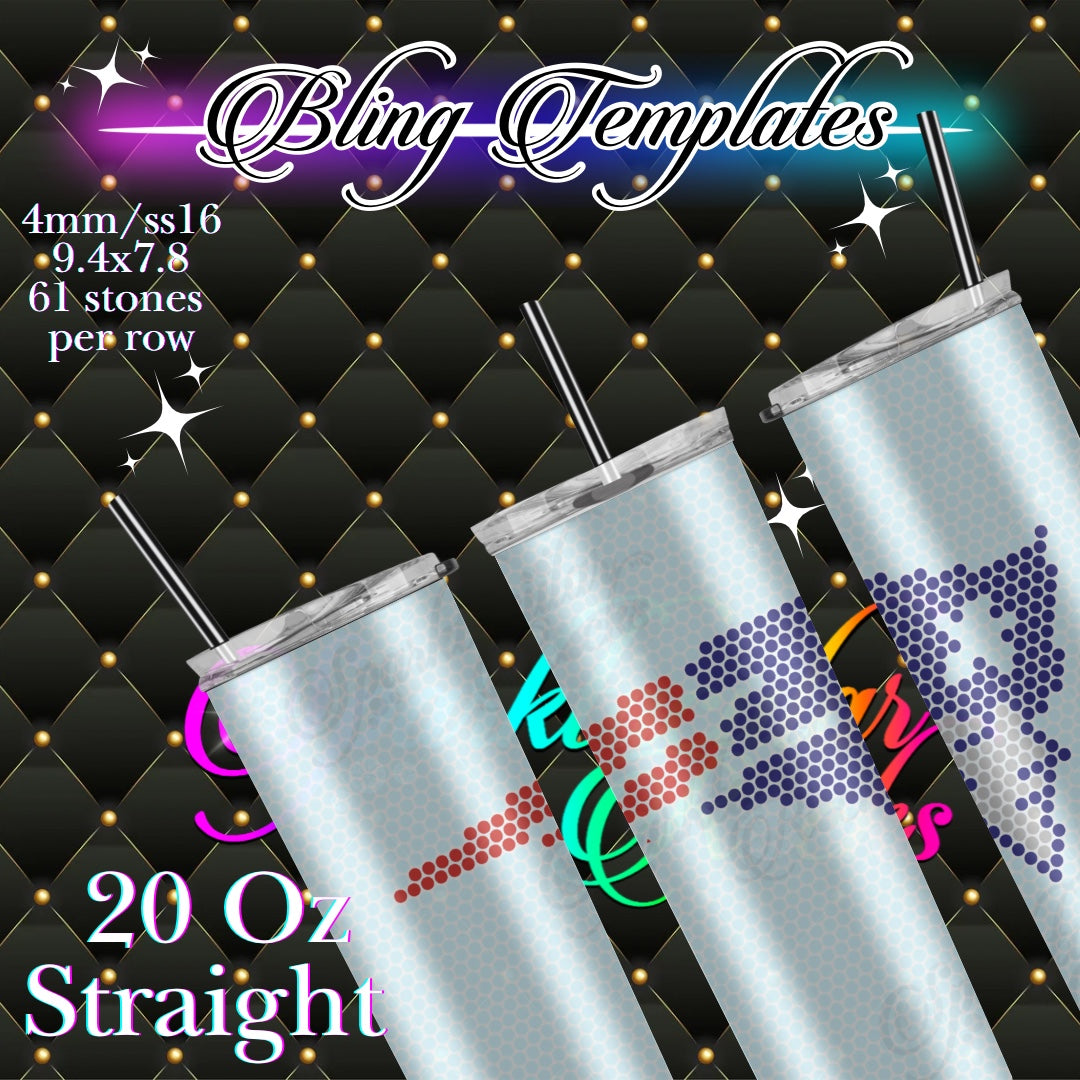 #766 Patriots 2 Bling Tumbler Template - 4mm/61 stones per row