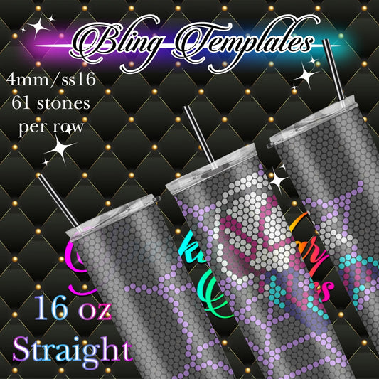 #767 Ghost Spider Bling Tumbler Template - 4mm/61 stones per row