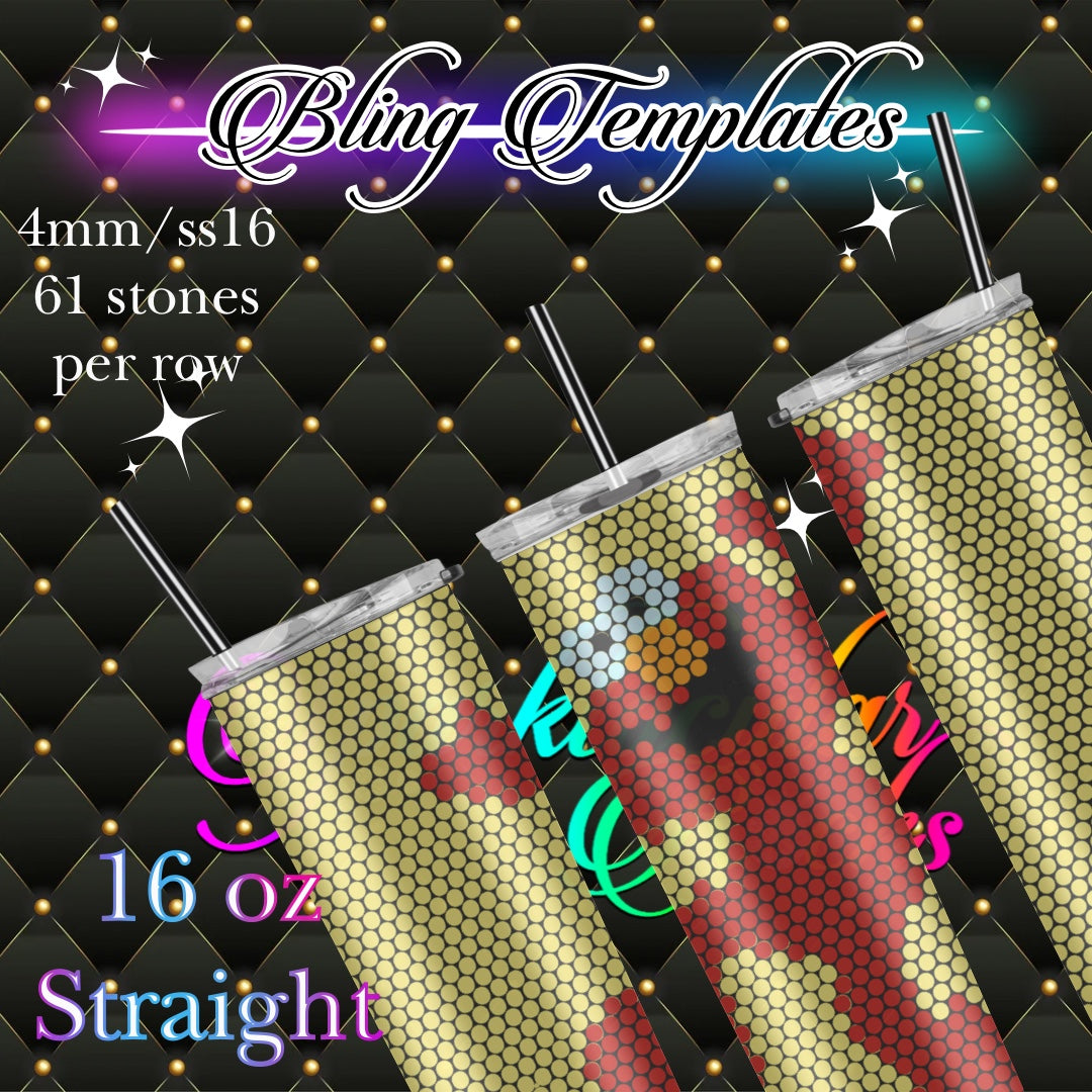 #768 Elmoo  Bling Tumbler Template - 4mm/61 stones per row
