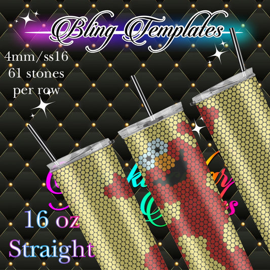 #768 Elmoo  Bling Tumbler Template - 4mm/61 stones per row