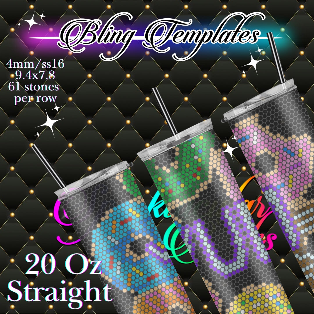 #769 D for Donuts Bling Tumbler Template - 4mm/61 stones per row