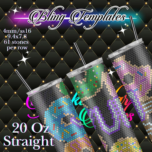 #769 D for Donuts Bling Tumbler Template - 4mm/61 stones per row