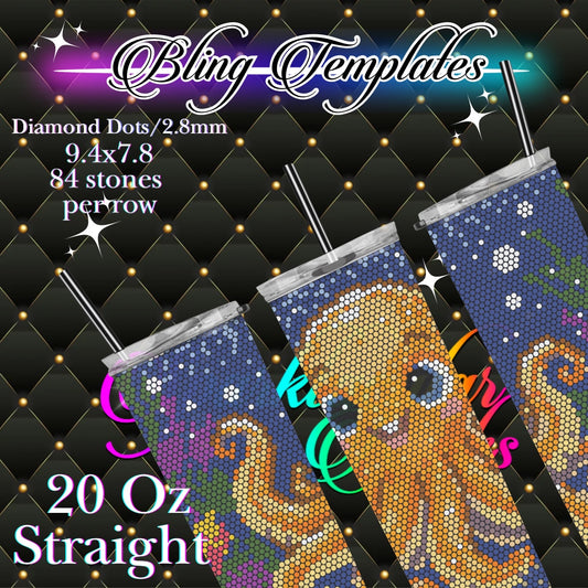 #791 O is for Octopus Bling Tumbler Template - 2.8mm/89 stones per row