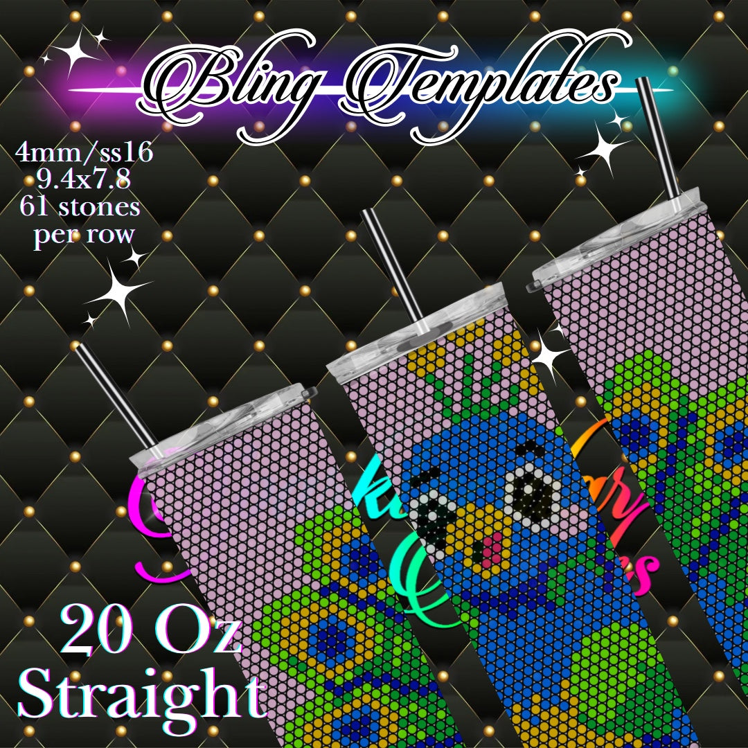 #792 P is for Peacock Bling Tumbler Template - 4mm/61 stones per row