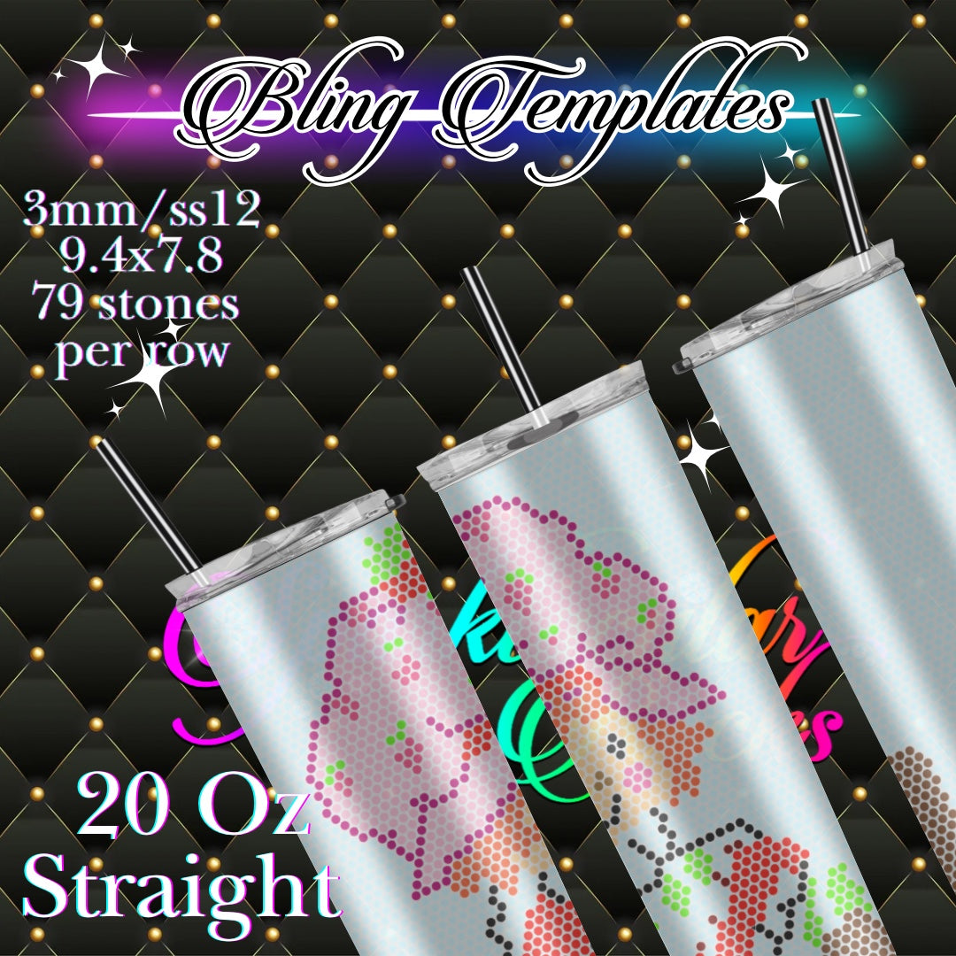 #641 Strawberry Shortcake full  Bling Tumbler Template - 3mm/74 stones per row