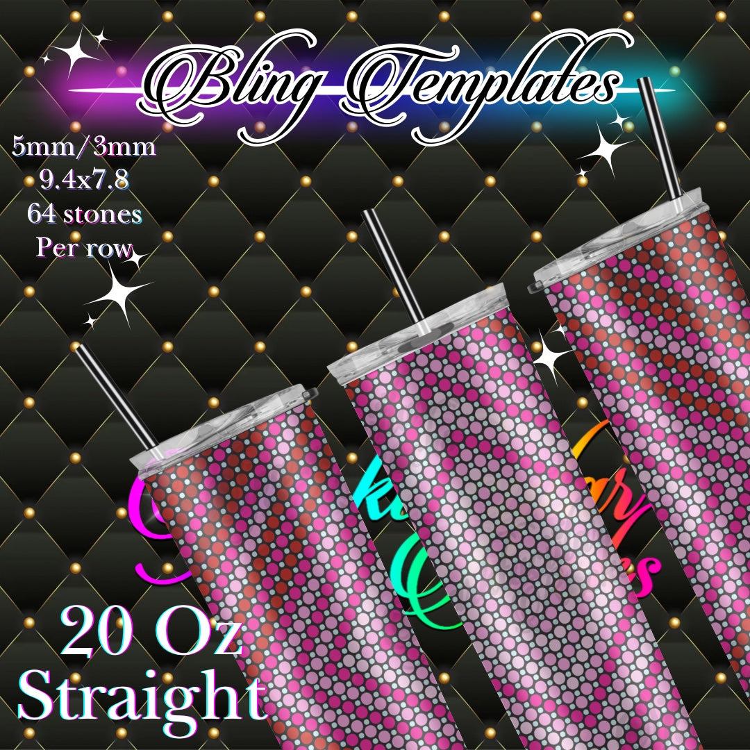 #742 love diamond PREMIUM HONEYCOMB Bling Tumbler Template - 5mm3mm/64stones per row