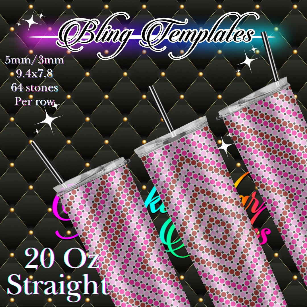 #743 love diamond PREMIUM HONEYCOMB Bling Tumbler Template - 5mm3mm/64stones per row