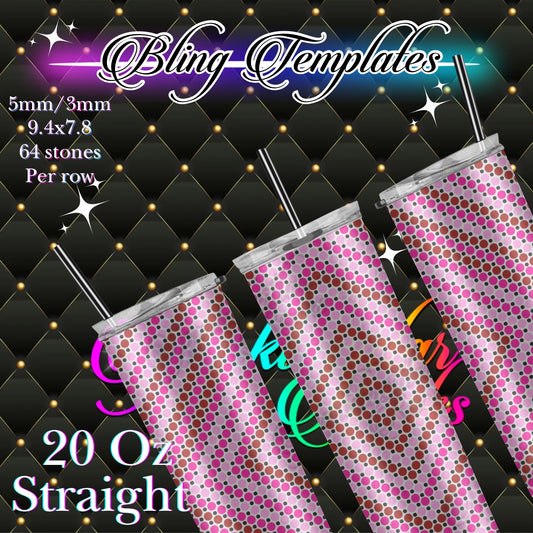 #743 love diamond PREMIUM HONEYCOMB Bling Tumbler Template - 5mm3mm/64stones per row