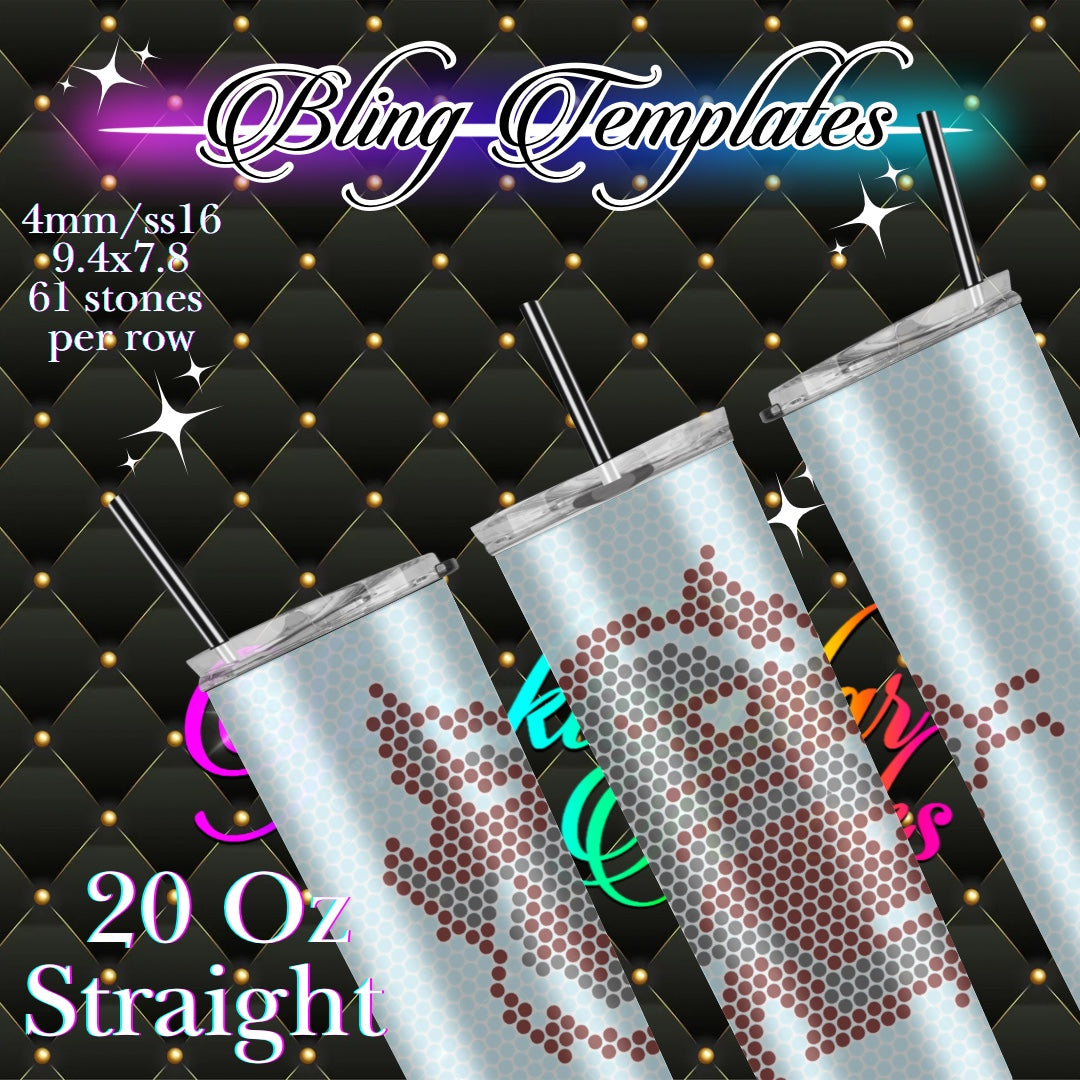 #747  Wildcats  Bling Tumbler Template - 4mm/61 stones per row