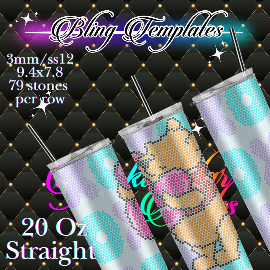 #751 xoxo Winnie 2 Bling Tumbler Template - 3mm/74 stones per row