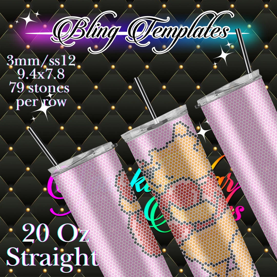 #750 Winnie the Pooh love  Bling Tumbler Template - 3mm/74 stones per row