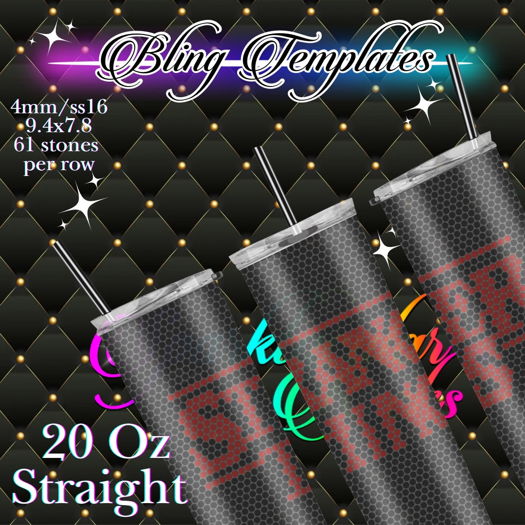 #755 Stranger Things  Bling Tumbler Template - 4mm/61 stones per row