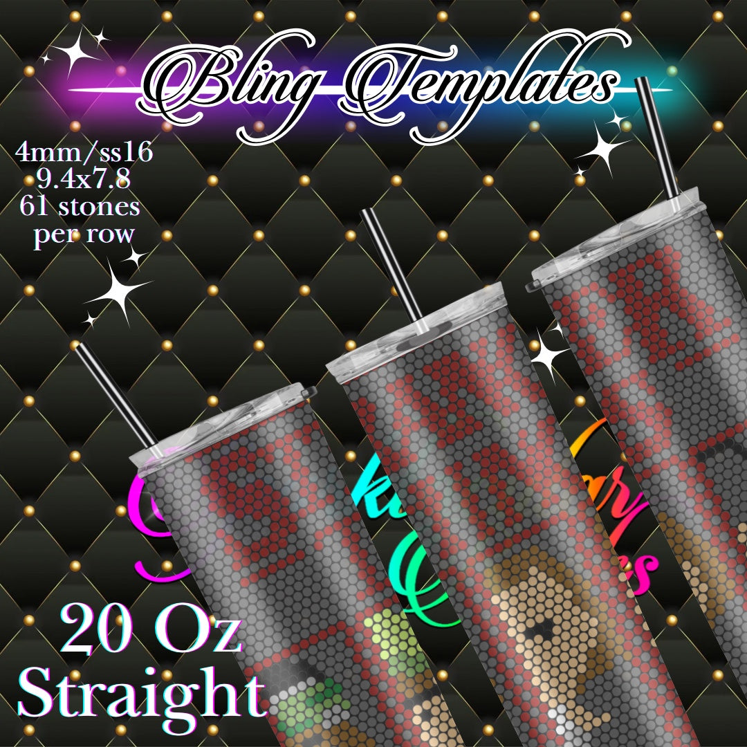 #756 Stranger Things Kids Bling Tumbler Template - 4mm/61 stones per row