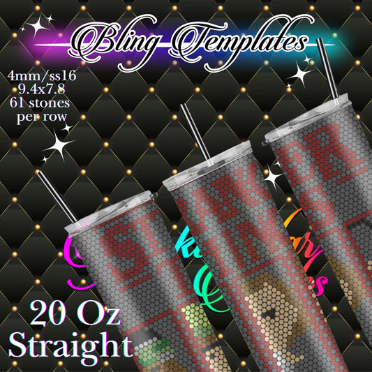 #756 Stranger Things Kids Bling Tumbler Template - 4mm/61 stones per row