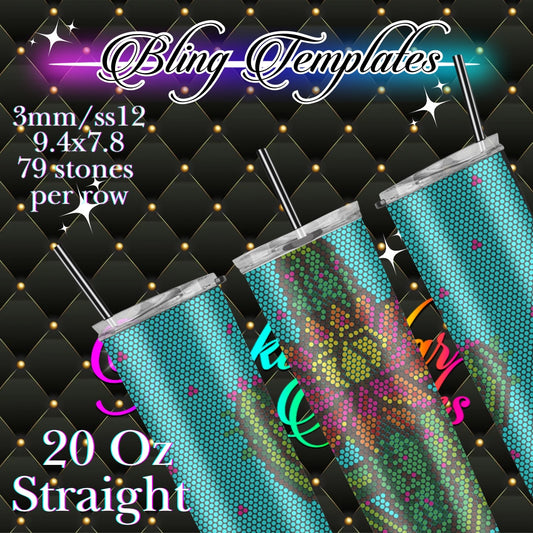 #763 C is for Cactus Bling Tumbler Template - 3mm/74 stones per row