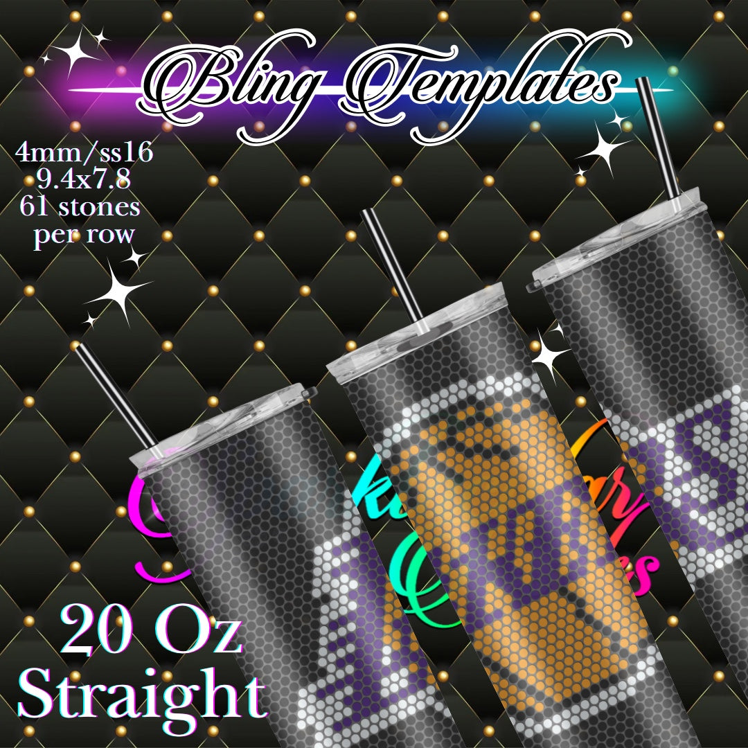 #771 Lakers  Bling Tumbler Template - 4mm/61 stones per row