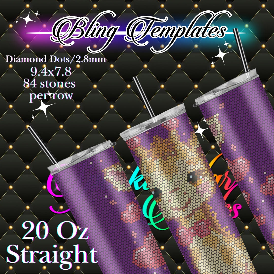 #774 G is for Giraffe 2 Bling Tumbler Template - 2.8mm diamond dots /84 stones per row