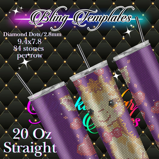 #774 G is for Giraffe 2 Bling Tumbler Template - 2.8mm diamond dots /84 stones per row