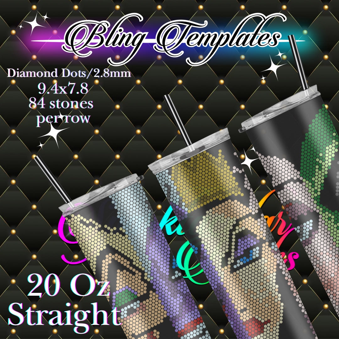 #552 The villains  Bling Tumbler Template - 2.8mm diamond dots /84 stones per row