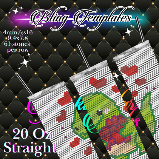#775 Sweet Dino Bling Tumbler Template - 4mm/61 stones per row