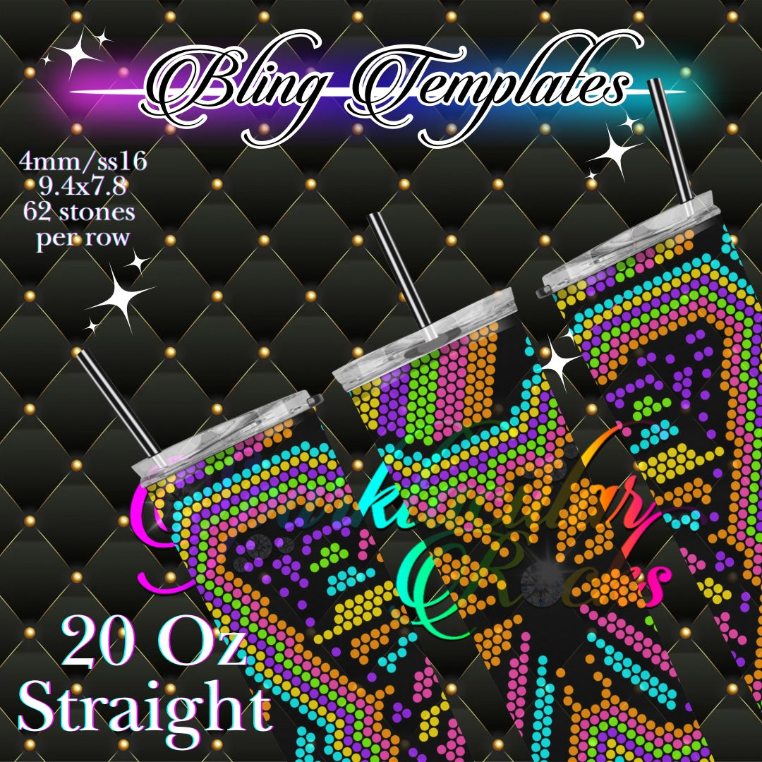 #99 Rainbow Butterfly Bling Tumbler Template - 4mm/62 stones per row