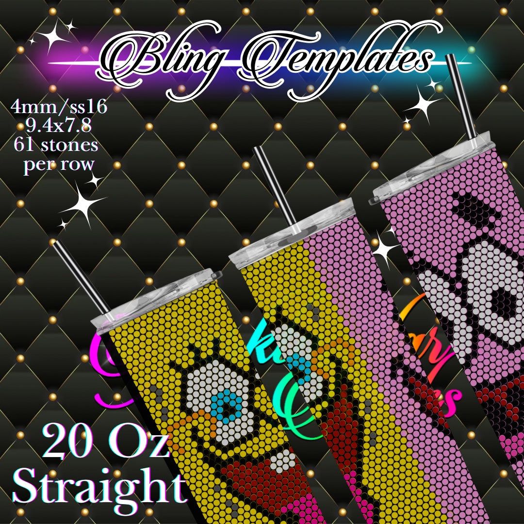 #098 underwater friends Bling Tumbler Template - 4mm/61 stones per row