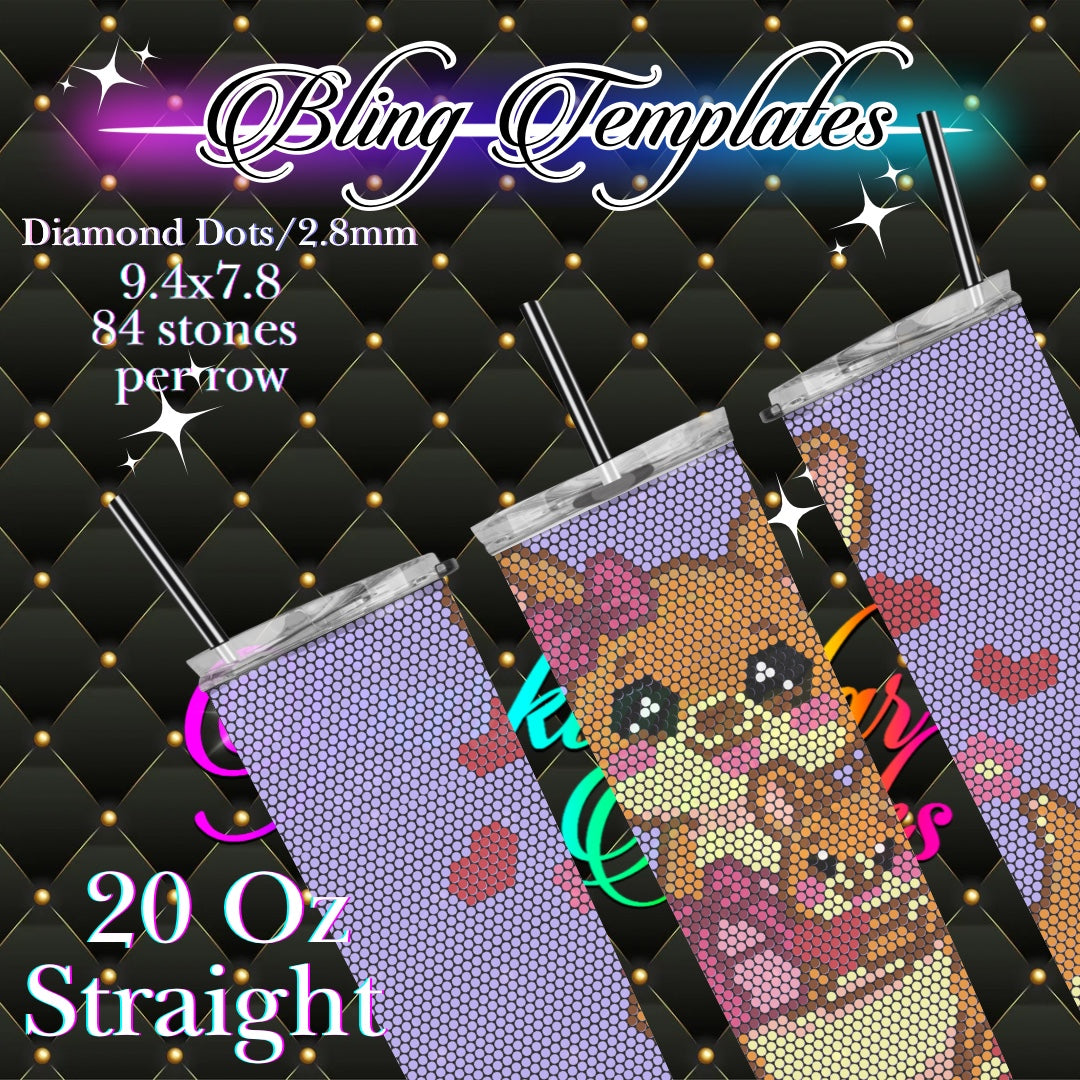 #786 K is for Kangaroo Love Bling Tumbler Template - 2.8mm diamond dots /84 stones per row