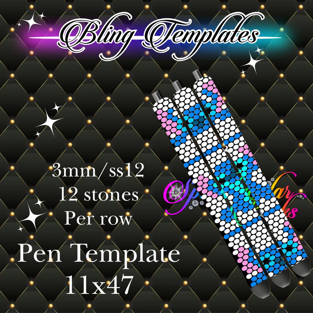 #788 Alien Friend Bling Pen Template - 3mm/11 stones per row