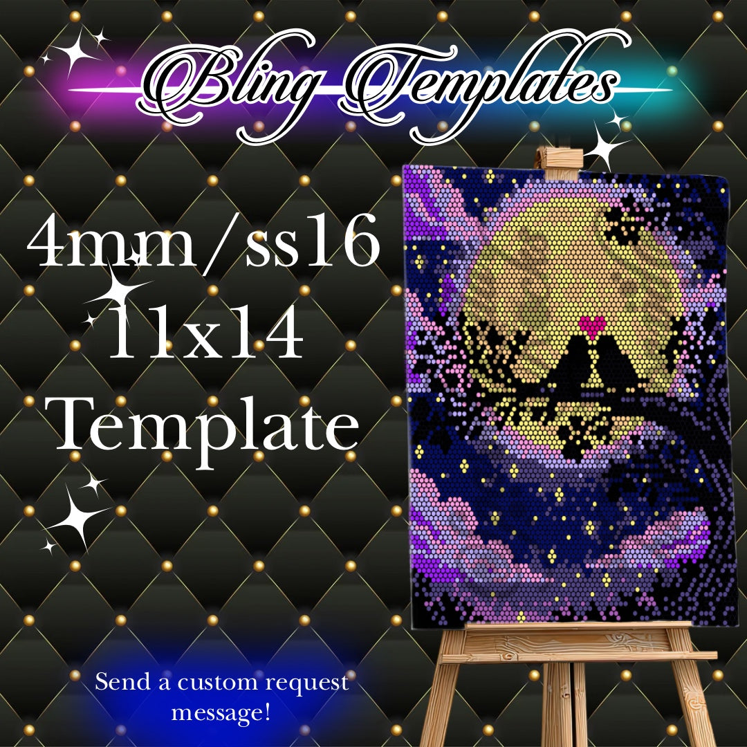 #789 M is for Moon Digital Bling Template for 11x14 Canvas