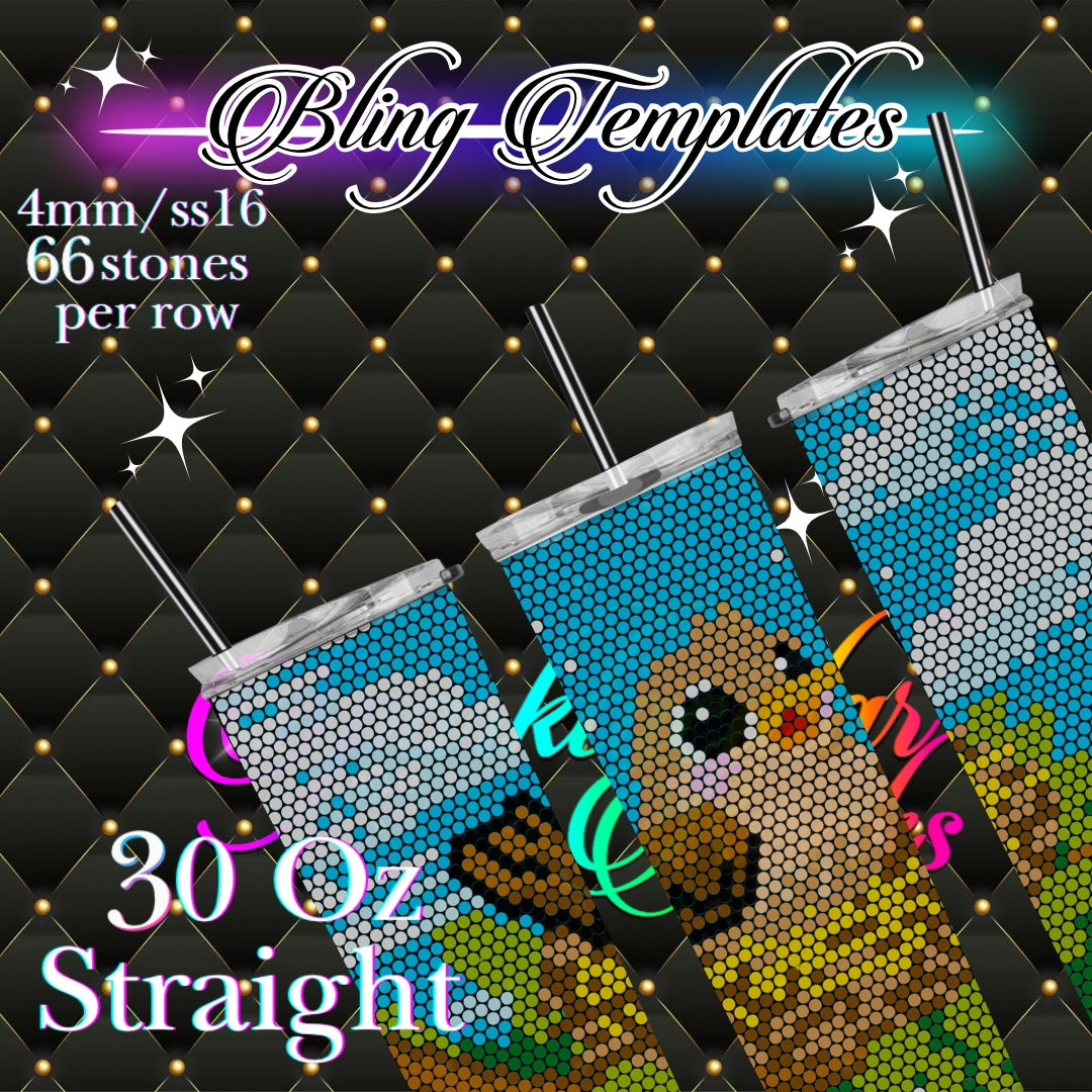 #790 N is for Nightingale in a Nest Bling Tumbler Template - 30oz 4mm/66 stones per row